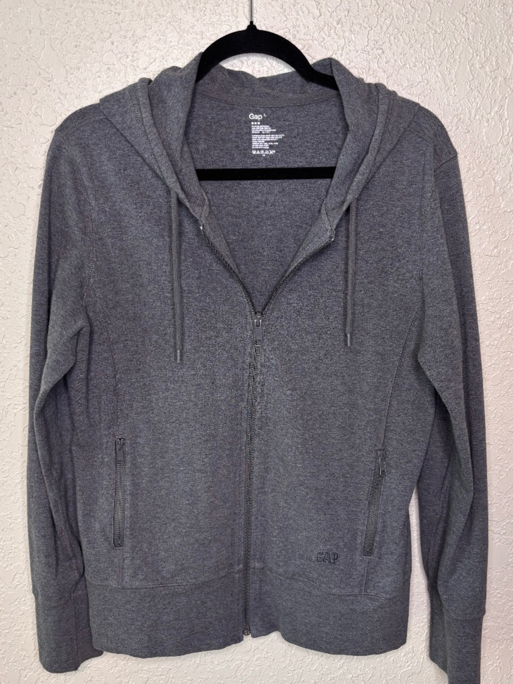 Gap Heather Gray Zip-Up Long Sleeve Hood Jacket Exercise Casual Women's Size M